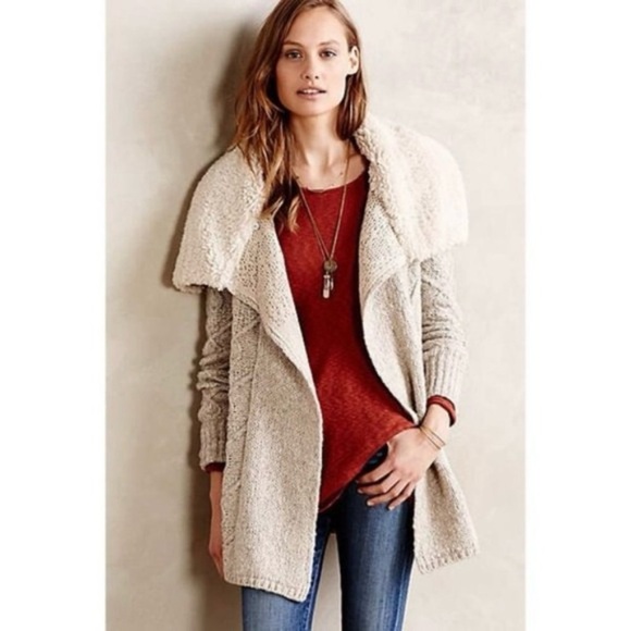 Anthropologie Sleeping on Snow Cowgirl Sherpa Cardigan Sweater Jacket cabincore - Picture 2 of 13